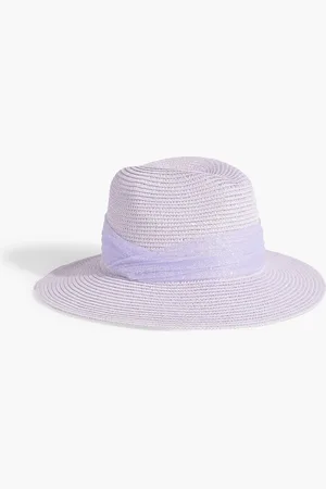 EUGENIA KIM Courtney Fedora aus Kunststroh mit Tüllbesatz und Glitter-Finish - Lila - ONESIZE
