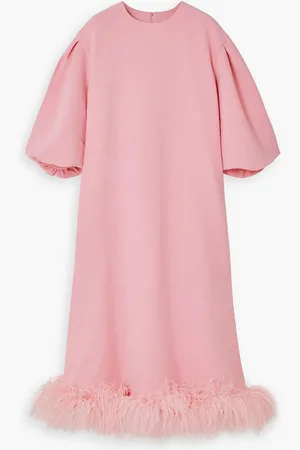 HUISHAN ZHANG Poppy Midikleid aus Crêpe mit Federn - Pink - UK 10