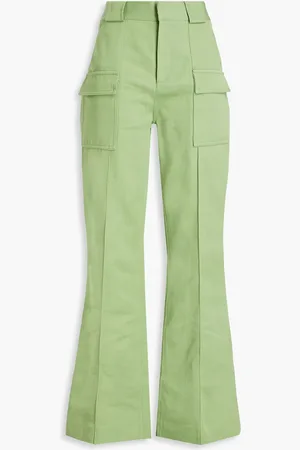 PETAR PETROV Gaspar Hose mit weitem Bein aus Twill aus einer Baumwollmischung - Grün - FR 34