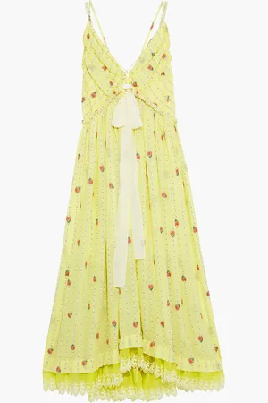 Chloé Maxikleid aus Jacquard aus einer Seidenmischung mit Fil Coupé und Schleife - Gelb - FR 38