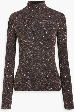 Proenza Schouler Rollkragenpullover aus Häkelstrick mit Cut-outs und Pailletten - Braun - XS