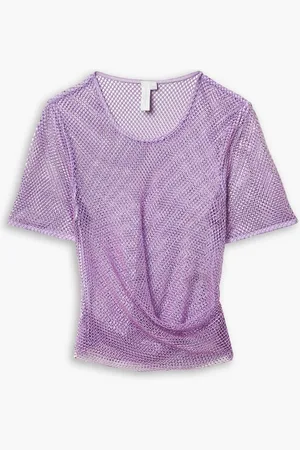 Simkhai Electra T-Shirt aus Lochstrick mit Kristallen - Lila - S