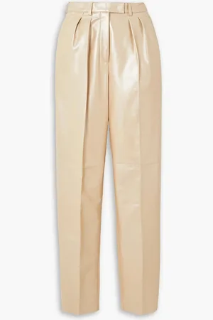 AKRIS Fidelia Hose aus Glanzleder mit Falten - Neutral - US 4