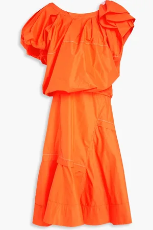 3.1 Phillip Lim Midikleid aus Popeline aus einer Baumwollmischung mit asymmetrischer Schulterpartie - Orange - US 2
