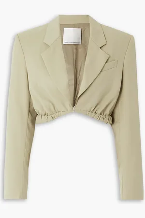 CHRISTOPHER ESBER Contorta Cropped Blazer aus Gabardine aus einer Wollmischung - Grün - UK 12