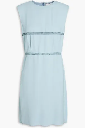 Chloé Minikleid aus Twill mit Spitzenbesatz - Blau - FR 34