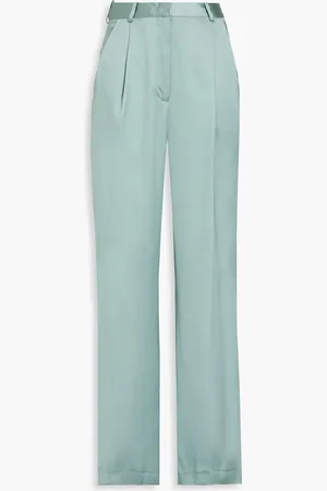 Loulou Studio Hose mit weitem Bein aus Satin - Grün - L