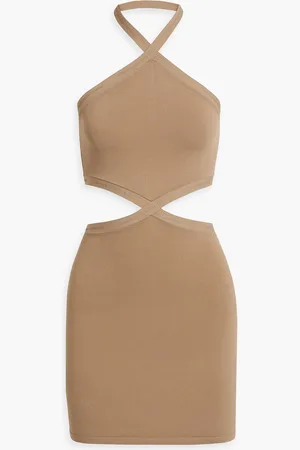Alexander Wang Neckholder-Minikleid aus Stretch-Strick mit Cut-outs - Neutral - M