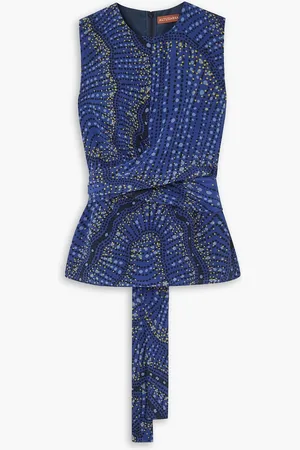 Altuzarra Toppi Oberteil aus bedruckter Seide mit Wickeleffekt - Blau - FR 46