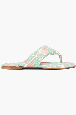 Puccini Wattierte Sandalen aus Leder mit Print - Grün - EU 37