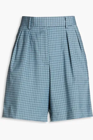 Paul Smith Karierte Shorts aus einer Wollmischung mit Falten - Blau - IT 44