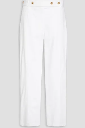 3.1 Phillip Lim Hose mit weitem Bein aus Baumwollsatin mit Gürtel - Weiß - US 2