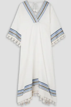 Lafayette 148 Hurston Kaftan aus Voile mit Pompons - Weiß - XXS
