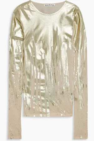 Acne Studios Beschichtetes Strickoberteil in Metallic-Optik - Metallic - XS