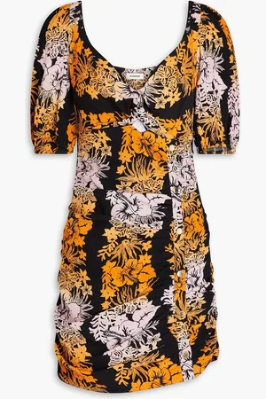 Sandro Minikleid aus Seersucker aus einer Baumwollmischung mit floralem Print und Cut-outs - - FR 38