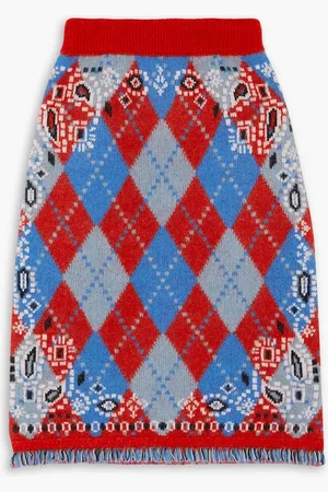 Alanui Bandana Minirock aus Jacquard-Strick mit Fransen - - M