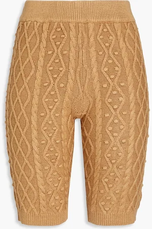 Loulou Studio Musa Shorts aus einer Seidenmischung mit Zopfstrickmuster und Pompons - Neutral - S