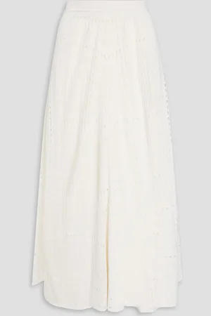 Chloé Midirock aus Lochstrick aus einer Woll-, Seiden-Kaschmirmischung - Weiß - XS