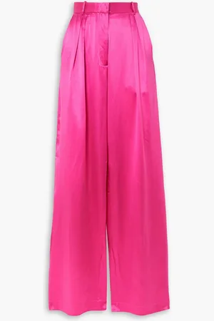 Michael Lo Sordo Boy Hose mit weitem Bein aus Seidensatin mit Falten - Pink - UK 6