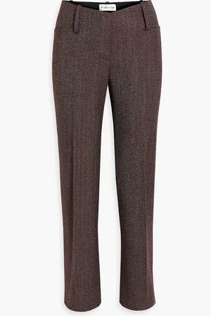 Victoria Beckham Hose mit geradem Bein aus Wolle mit Fischgratmuster - Burgunderrot - UK 10
