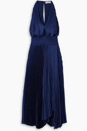 A.L.C. Rose Neckholder-Midikleid aus plissiertem Satin - Blau - US 10