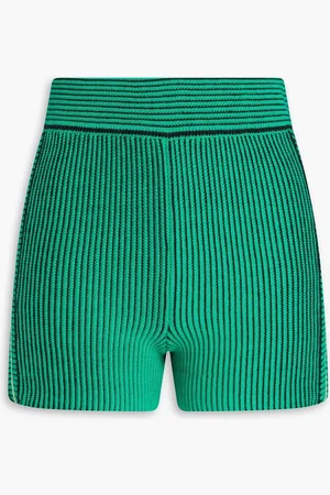 The Upside Nirvana Speechless gestreifte Shorts aus gerippter Stretch-Baumwolle - Grün - US 8