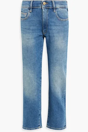 DL1961 Riley Cropped Boyfriend-Jeans in ausgewaschener Optik - Blau - 29