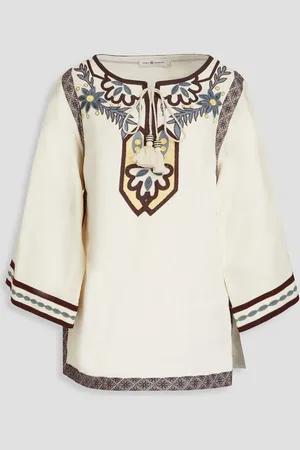 Tory Burch Kaftan aus Leinen-Canvas mit Stickereien - Weiß - US 4