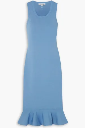 J.W.Anderson Midikleid aus Stretch-Strick mit Volant - Blau - L