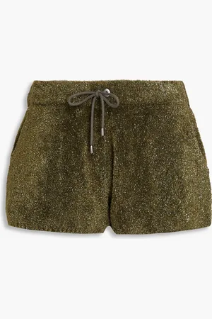 Brunello Cucinelli Strickshorts mit Metallic-Effekt - Grün - M