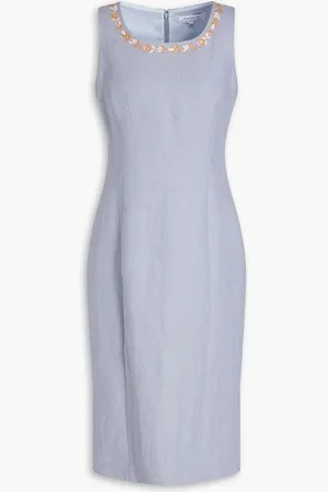 ANDREW GN Kleid aus Canvas aus einer Leinenmischung mit Stickereien - Blau - FR 44