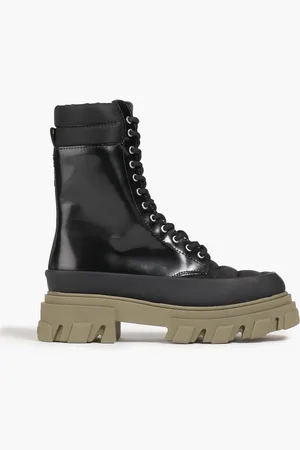 Ganni Combat Boots aus Leder und gestepptem Shell - - EU 35