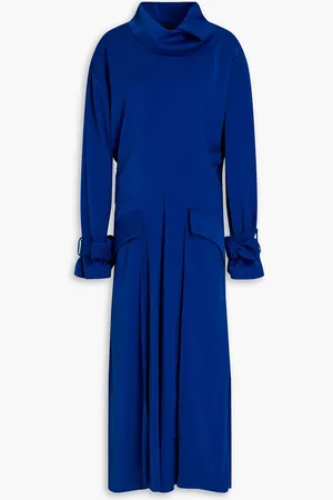 Kenzo Plissiertes Midikleid aus Satin - Blau - FR 36