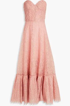 Costarellos Trägerloses Maxikleid aus Spitze mit Raffung - Pink - DE 34