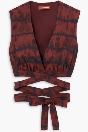Altuzarra Ayo Cropped Wickeloberteil aus einer Baumwollmischung mit Batikmuster - Rot - FR 46