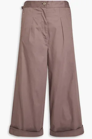 Acne Studios Cropped Hose mit weitem Bein aus Baumwoll-Twill mit Falten - Lila - DE 34