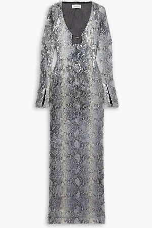 16Arlington Solaria Maxikleid aus Tüll mit Schlangenprint und Pailletten - - UK 14