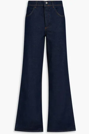 STINE GOYA Joelle halbhohe Schlagjeans mit Fransen - Blau - 28