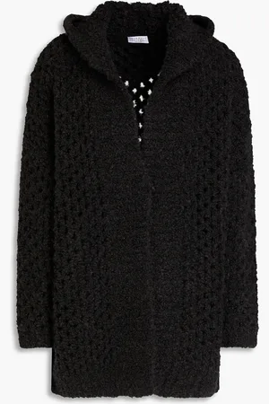 Brunello Cucinelli Cardigan aus einer Kamelwoll-Seidenmischung in Lochstrick mit Kapuze - Grau - XS