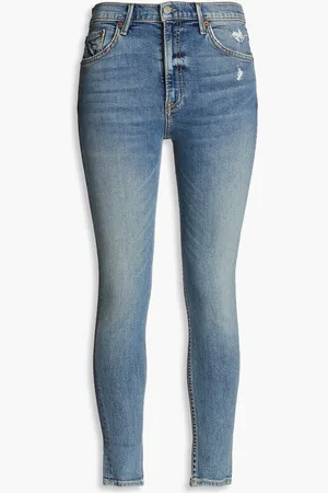 GRLFRND Kendall hoch sitzende Skinny Jeans in Distressed-Optik - Blau - 28