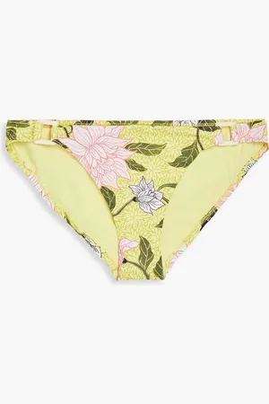 Seafolly Boheme halbhohes Bikini-Höschen mit floralem Print und Verzierung - Gelb - UK 14