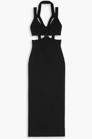 DION LEE Interlink mehrlagiges Midikleid aus Stretch-Crêpe und Rippstrick mit Cut-outs - - UK 4