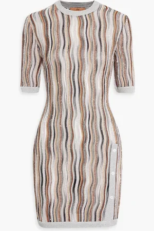 Missoni Mini-Strickkleid in Häkeloptik mit Metallic-Effekt und Verzierung - - IT 44