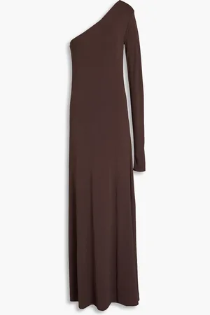 BITE Maxikleid aus Jersey mit asymmetrischer Schulterpartie - Braun - S