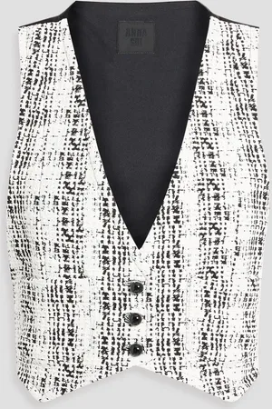 Anna Sui Cropped Weste aus Tweed mit Satineinsatz - - US 8
