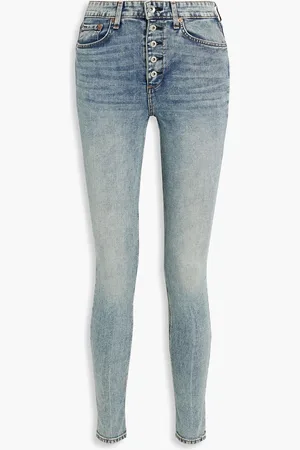 RAG&BONE Nina hoch sitzende Skinny Jeans in ausgewaschener Optik - Blau - 24