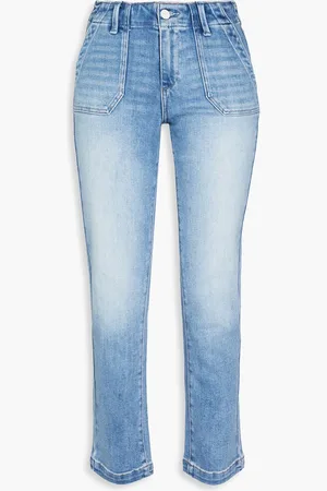 Paige Halbhohe Jeans mit geradem Bein - Blau - 27