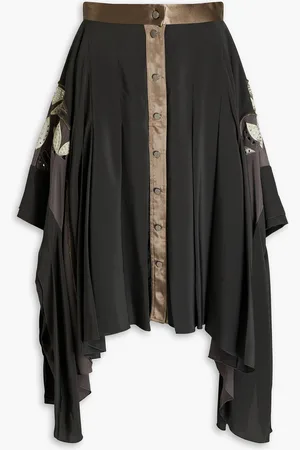 Chloé Plissierter Midirock aus Crêpe de Chine aus Seide mit Verzierung - Grün - FR 42