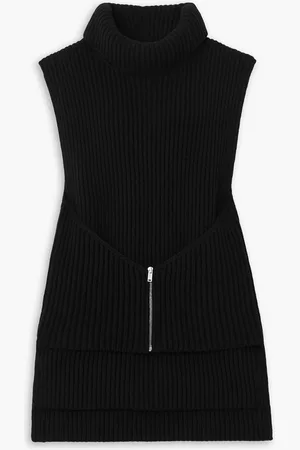 Jil Sander Rollkragenpullover aus gerippter Wolle mit Reißverschluss - - FR 36