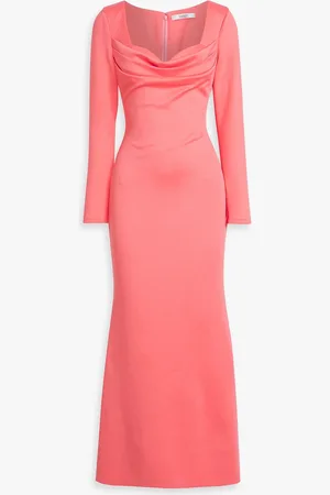 Badgley Mischka Robe aus Scuba mit Drapierung - Orange - US 2